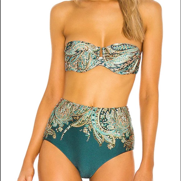 NWT Zimmerman brighton balconette strapless bra bikini top in turquoise paisley - Picture 7 of 8